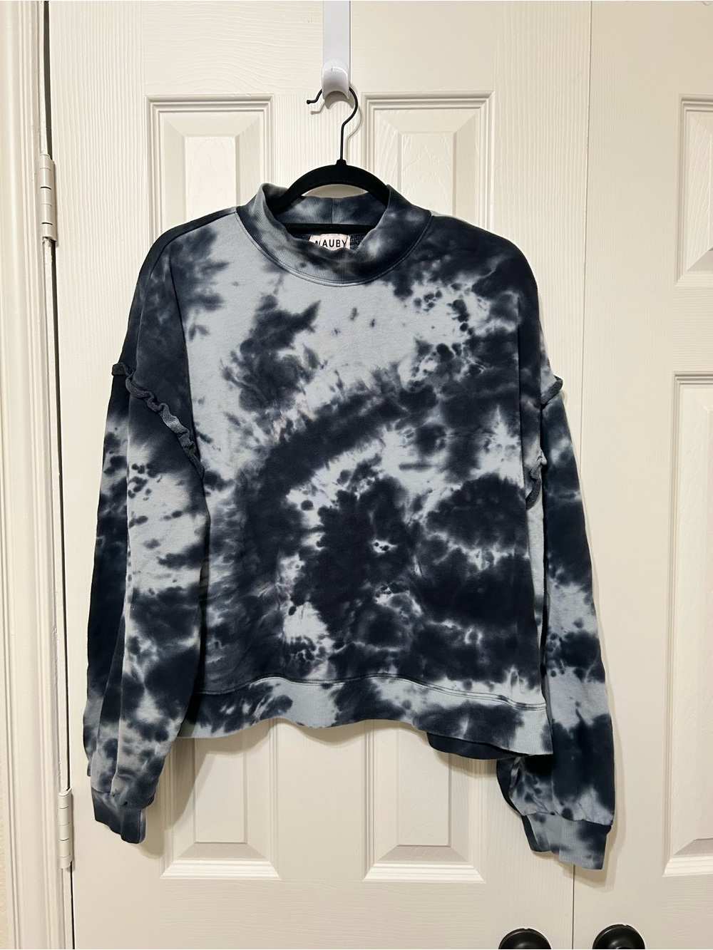 Mauby Black & Gray Tie-Dye Cropped Crewneck Sweatshirt size XL athleisure
